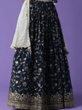 Mesmerizing Blue Zari Embroidered Georgette Wedding Wear Lehenga Choli - Zeel Clothing
