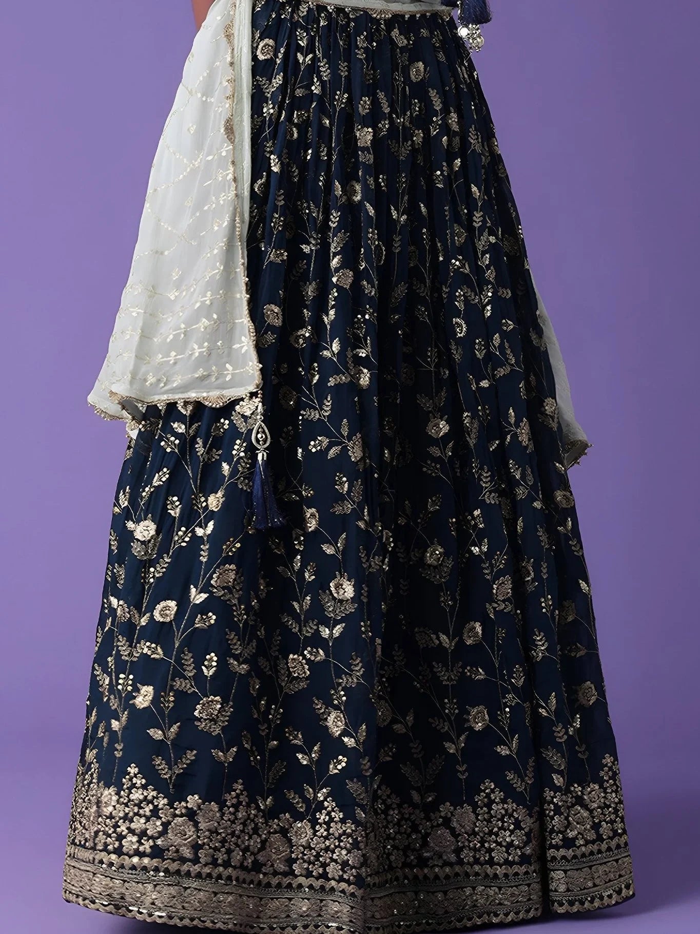 Mesmerizing Blue Zari Embroidered Georgette Wedding Wear Lehenga Choli - Zeel Clothing