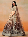 Mesmerizing Brown Georgette Sequins Lehenga Choli With Dupatta - Zeel Clothing