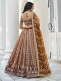 Mesmerizing Brown Thread Work Net Sangeet Wear Lehenga Choli - Zeel Clothing