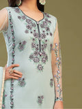 Mesmerizing Firozi Net Embroidered Salwar Suit With Dupatta - Zeel Clothing