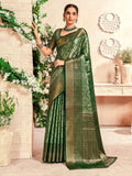 Mesmerizing Green Zari Weaving Silk Mehendi Wear Saree With Blouse - Zeel Clothing