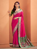 Mesmerizing Hot Pink Patola Weaving Silk Traditional Saree With Blouse - Zeel Clothing