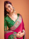 Mesmerizing Hot Pink Patola Weaving Silk Traditional Saree With Blouse - Zeel Clothing