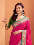 Mesmerizing Hot Pink Patola Weaving Silk Traditional Saree With Blouse - Zeel Clothing