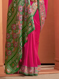 Mesmerizing Hot Pink Patola Weaving Silk Traditional Saree With Blouse - Zeel Clothing