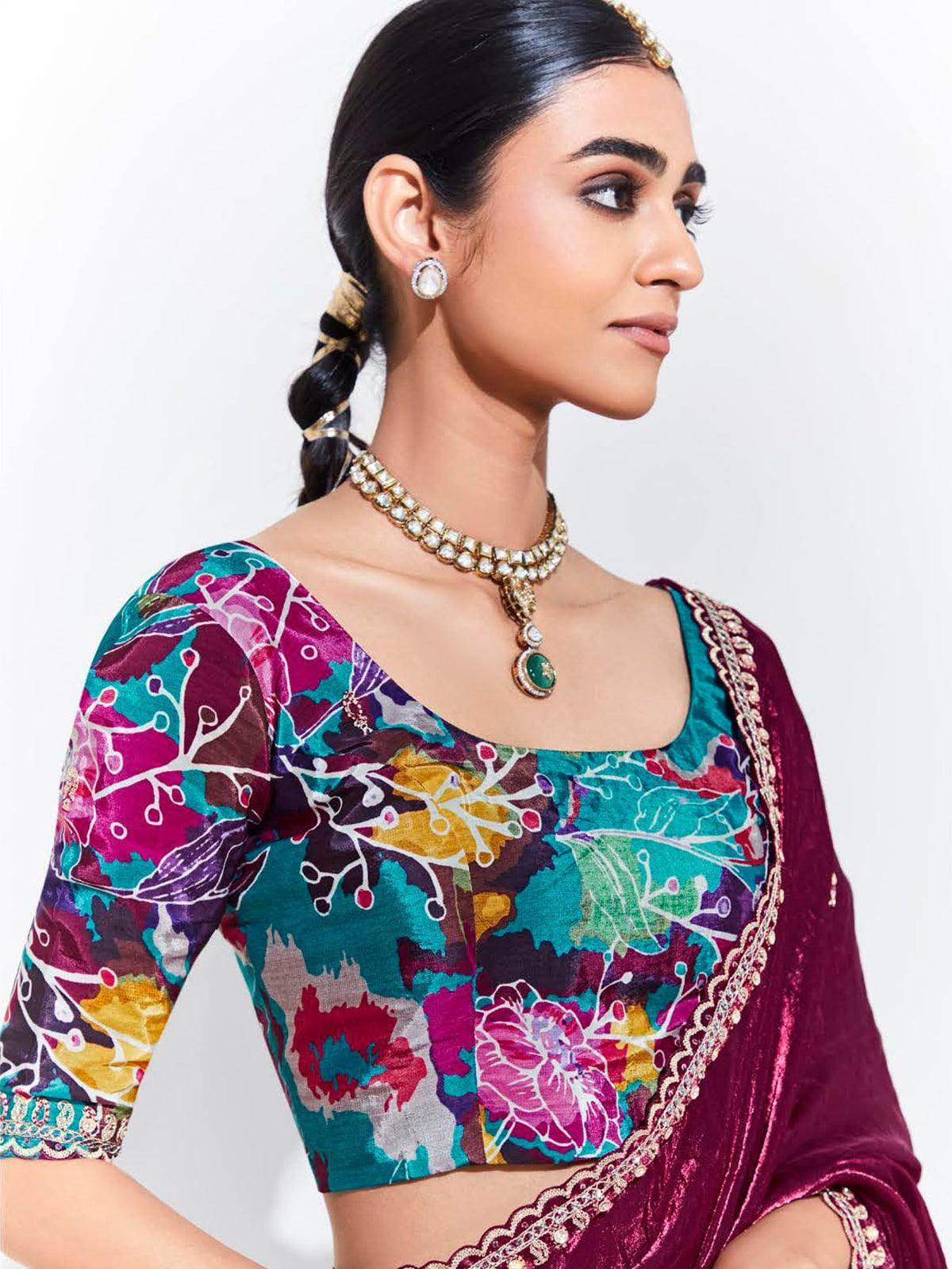 Mesmerizing Maroon Embroidered Organza Wedding Wear Saree - Zeel Clothing