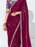 Mesmerizing Maroon Embroidered Organza Wedding Wear Saree - Zeel Clothing
