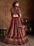 Mesmerizing Maroon Embroidered Raw Silk Lehenga Choli With Dupatta - Zeel Clothing