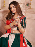 Mesmerizing Multi-Color Cotton Lehenga With Kutchi Patch Work Blouse