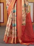 Mesmerizing Multi-Color Floral Printed Silk Events Wear Saree - Zeel Clothing