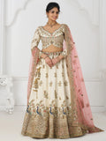 Mesmerizing Off-White Zari Embroidered Silk Lehenga Choli With Dupatta - Zeel Clothing