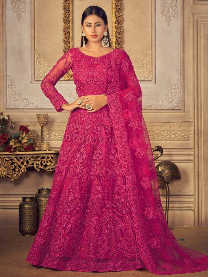 Mesmerizing Pink Embroidered Net Bridesmaid Lehenga Choli - Zeel Clothing