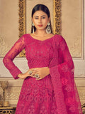 Mesmerizing Pink Embroidered Net Bridesmaid Lehenga Choli - Zeel Clothing