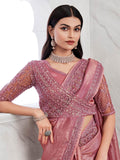 Mesmerizing Pink Embroidered Silk Designer Saree With Blouse - Zeel Clothing