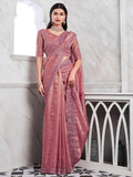 Mesmerizing Pink Embroidered Silk Designer Saree With Blouse - Zeel Clothing