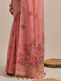 Mesmerizing Pink Floral Printed Cotton Festive Wear Saree With Blouse - Zeel Clothing