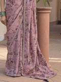 Mesmerizing Pink Floral Printed Silk Festive Wear Saree With Blouse - Zeel Clothing