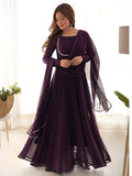 Mesmerizing Purple Georgette Event Wear Gown With Dupatta