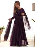 Mesmerizing Purple Georgette Event Wear Gown With Dupatta