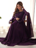 Mesmerizing Purple Georgette Event Wear Gown With Dupatta