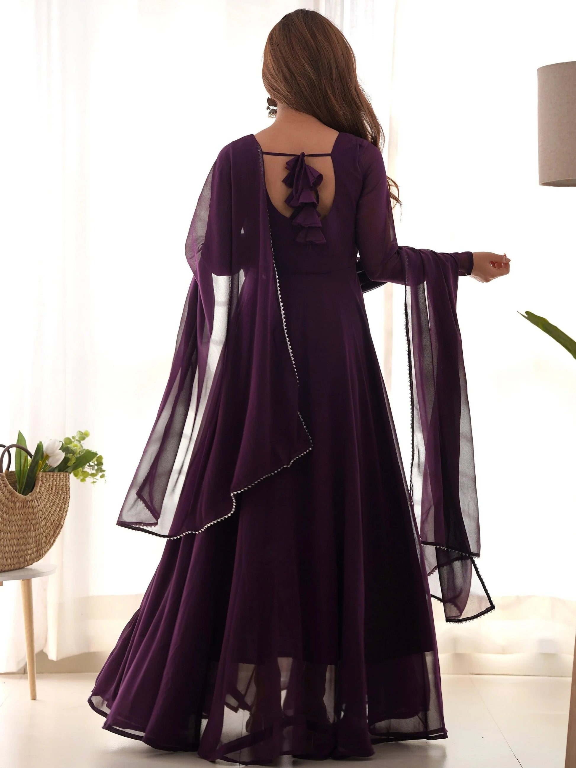 Mesmerizing Purple Georgette Event Wear Gown With Dupatta