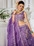 Mesmerizing Purple Thread Embroidery Tissue Lehenga Choli With Dupatta - Zeel Clothing