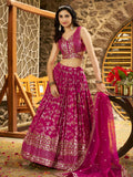Mesmerizing Rani Zari Embroidery Silk Lehenga Choli With Dupatta - Zeel Clothing