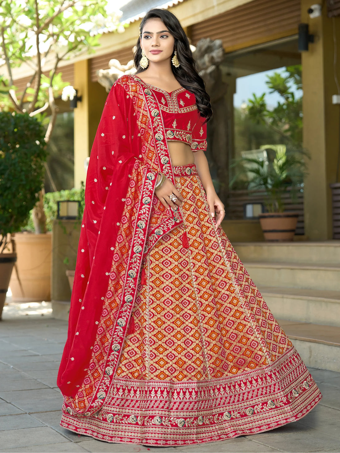 Mesmerizing Red Zari Weaving Silk Bridal Lehenga Choli With Dupatta - Zeel Clothing