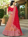 Mesmerizing Red Zari Weaving Silk Bridal Lehenga Choli With Dupatta - Zeel Clothing