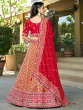 Mesmerizing Red Zari Weaving Silk Bridal Lehenga Choli With Dupatta - Zeel Clothing