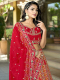 Mesmerizing Red Zari Weaving Silk Bridal Lehenga Choli With Dupatta - Zeel Clothing