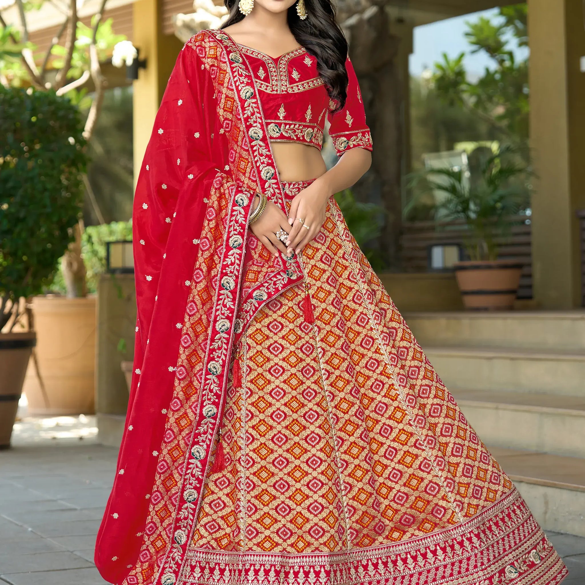 Mesmerizing Red Zari Weaving Silk Bridal Lehenga Choli With Dupatta - Zeel Clothing