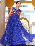 Mesmerizing Royal Blue Leheriya Printed Georgette Navratri Special Gown - Zeel Clothing