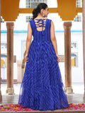 Mesmerizing Royal Blue Leheriya Printed Georgette Navratri Special Gown - Zeel Clothing