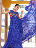 Mesmerizing Royal Blue Leheriya Printed Georgette Navratri Special Gown - Zeel Clothing