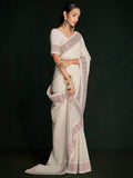 Mesmerizing White Lucknowi Work Georgette Event Wear Saree With Blouse - Zeel Clothing