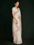 Mesmerizing White Lucknowi Work Georgette Event Wear Saree With Blouse - Zeel Clothing