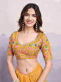 Mesmerizing Yellow Bandhani Printed Georgette Haldi Wear Saree With Blouse - Zeel Clothing