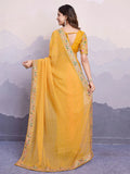 Mesmerizing Yellow Bandhani Printed Georgette Haldi Wear Saree With Blouse - Zeel Clothing