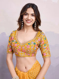 Mesmerizing Yellow Bandhani Printed Georgette Haldi Wear Saree With Blouse - Zeel Clothing