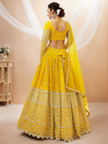 Mesmerizing Yellow Sequins Georgette Haldi Wear Lehenga Choli - Zeel Clothing