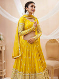Mesmerizing Yellow Sequins Georgette Haldi Wear Lehenga Choli - Zeel Clothing