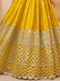 Mesmerizing Yellow Sequins Georgette Haldi Wear Lehenga Choli - Zeel Clothing