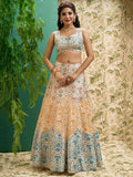 Stunning Off-White Printed Art Silk Wedding Lehenga Choli With Dupatta