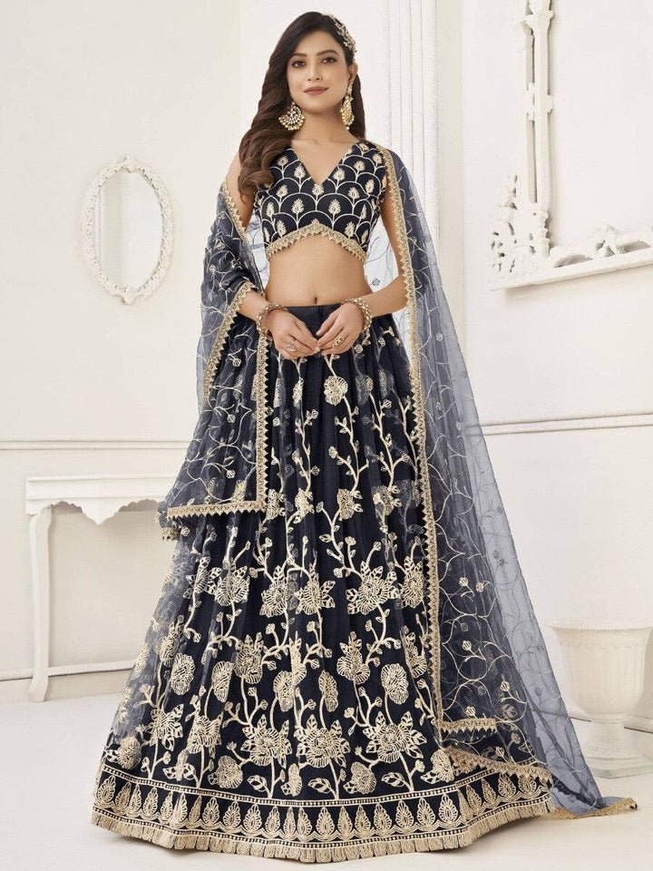 Fabulous Black Sequins Net Reception Wear Lehenga Choli With Dupatta