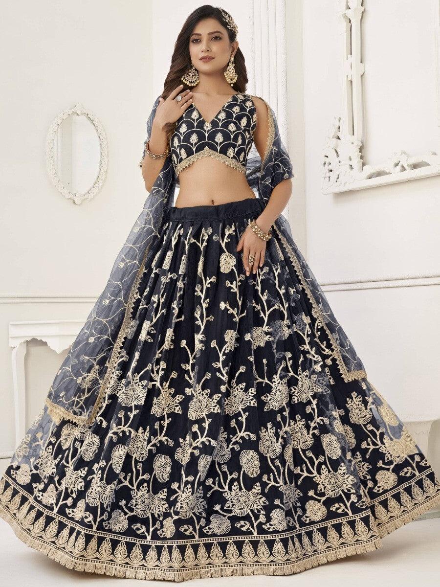 Fabulous Black Sequins Net Reception Wear Lehenga Choli With Dupatta