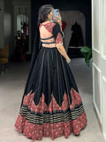 Notable Black Printed Rayon Navratri Wear Lehenga Choli With Dupatta - Zeel Clothing