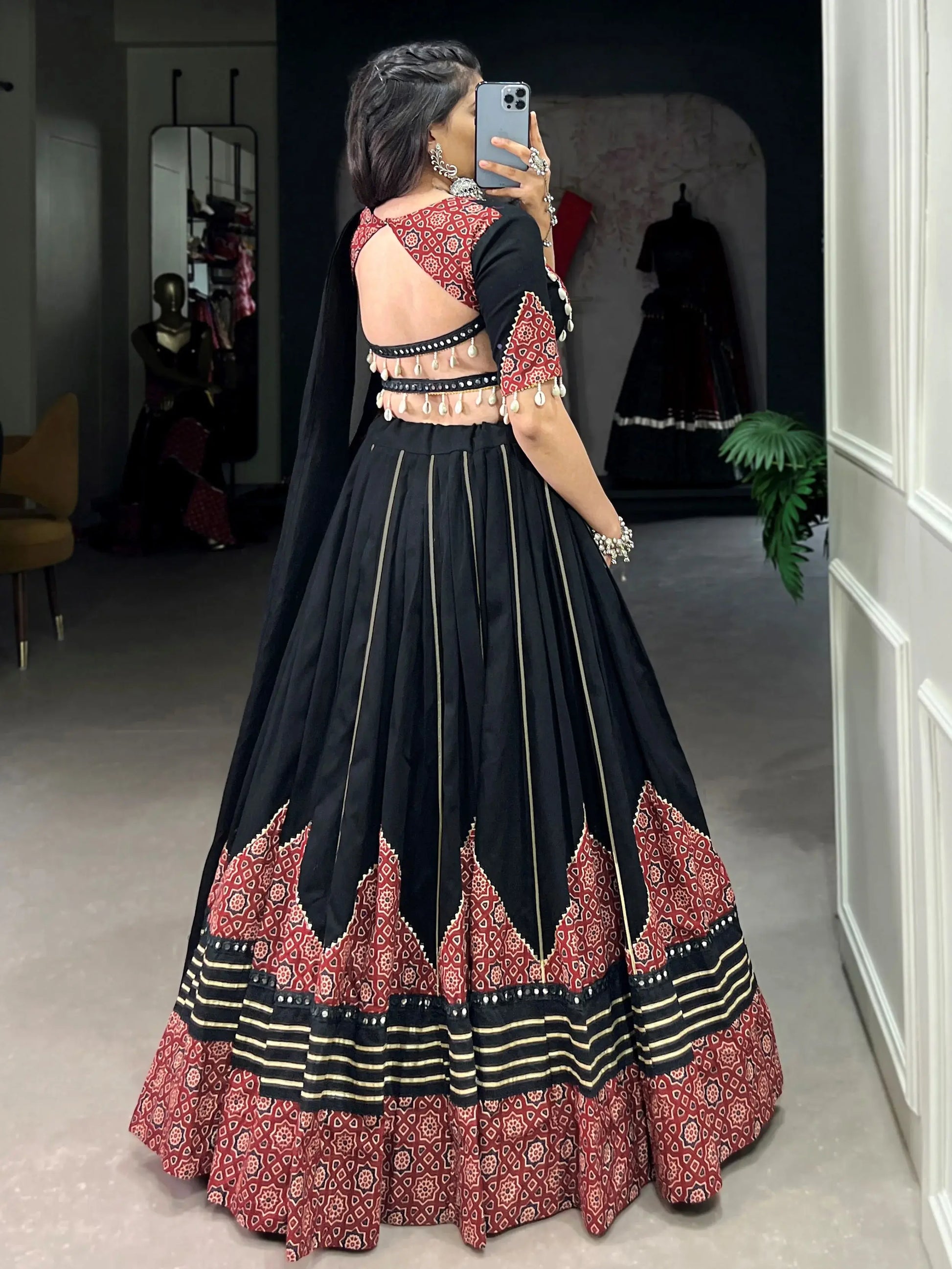 Notable Black Printed Rayon Navratri Wear Lehenga Choli With Dupatta - Zeel Clothing