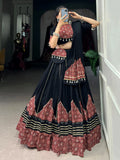 Notable Black Printed Rayon Navratri Wear Lehenga Choli With Dupatta - Zeel Clothing